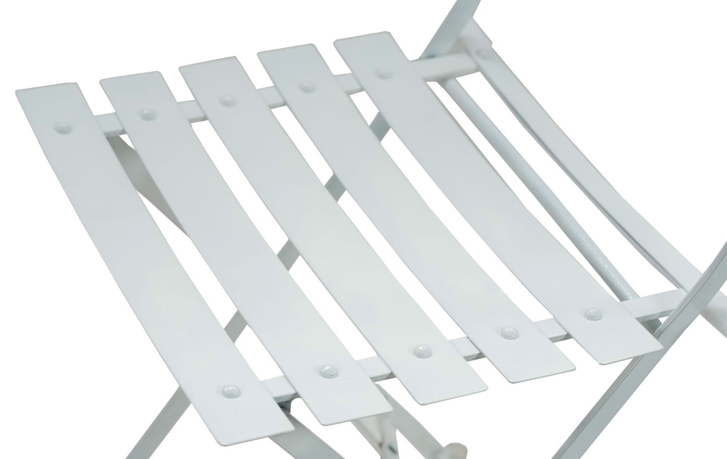 Set of Two White Aluminum Outdoor Folding Dining Chairs