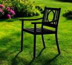 24" Black Steel Geo Back Outdoor Arm Chair
