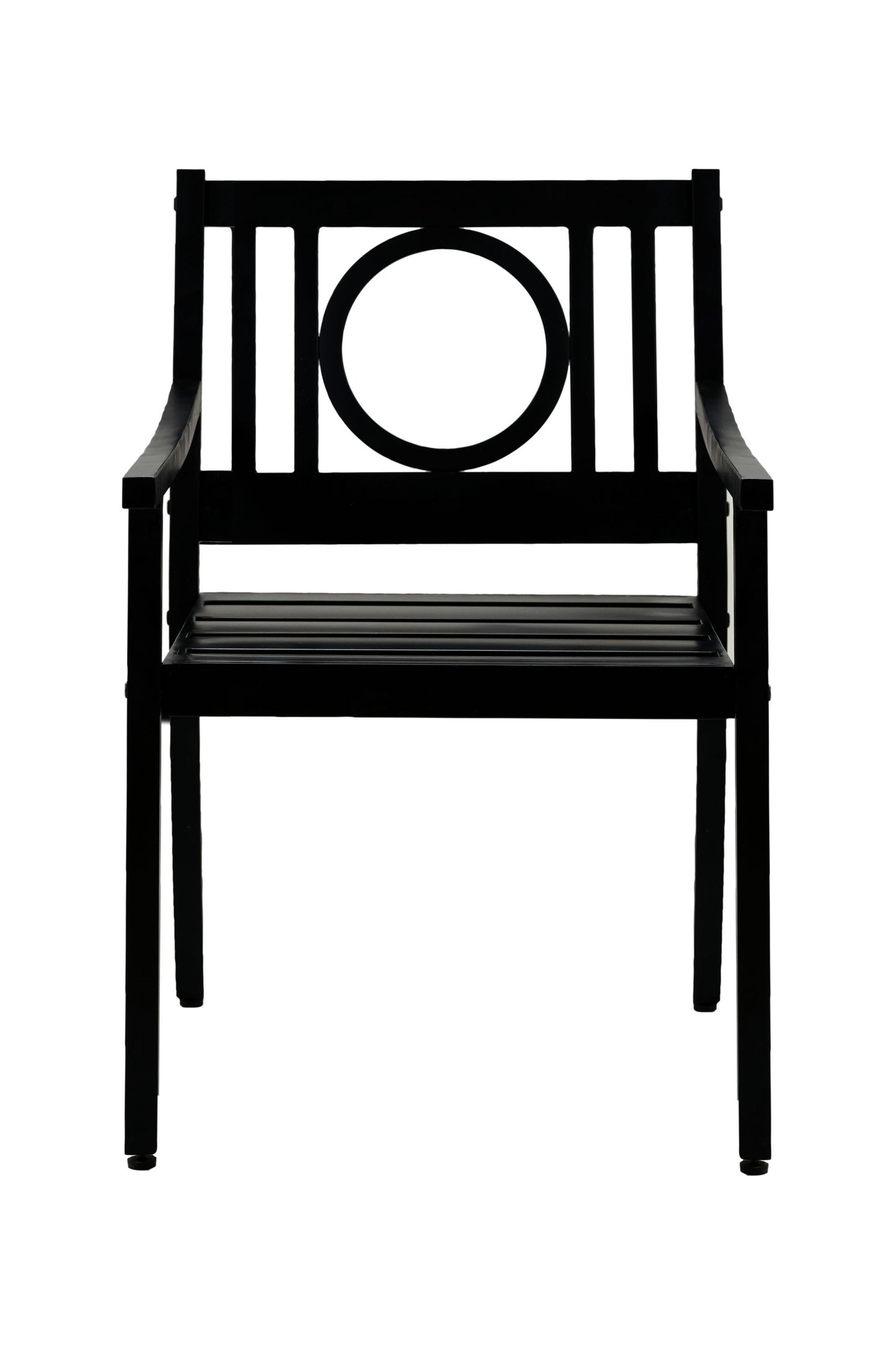 24" Black Steel Geo Back Outdoor Arm Chair