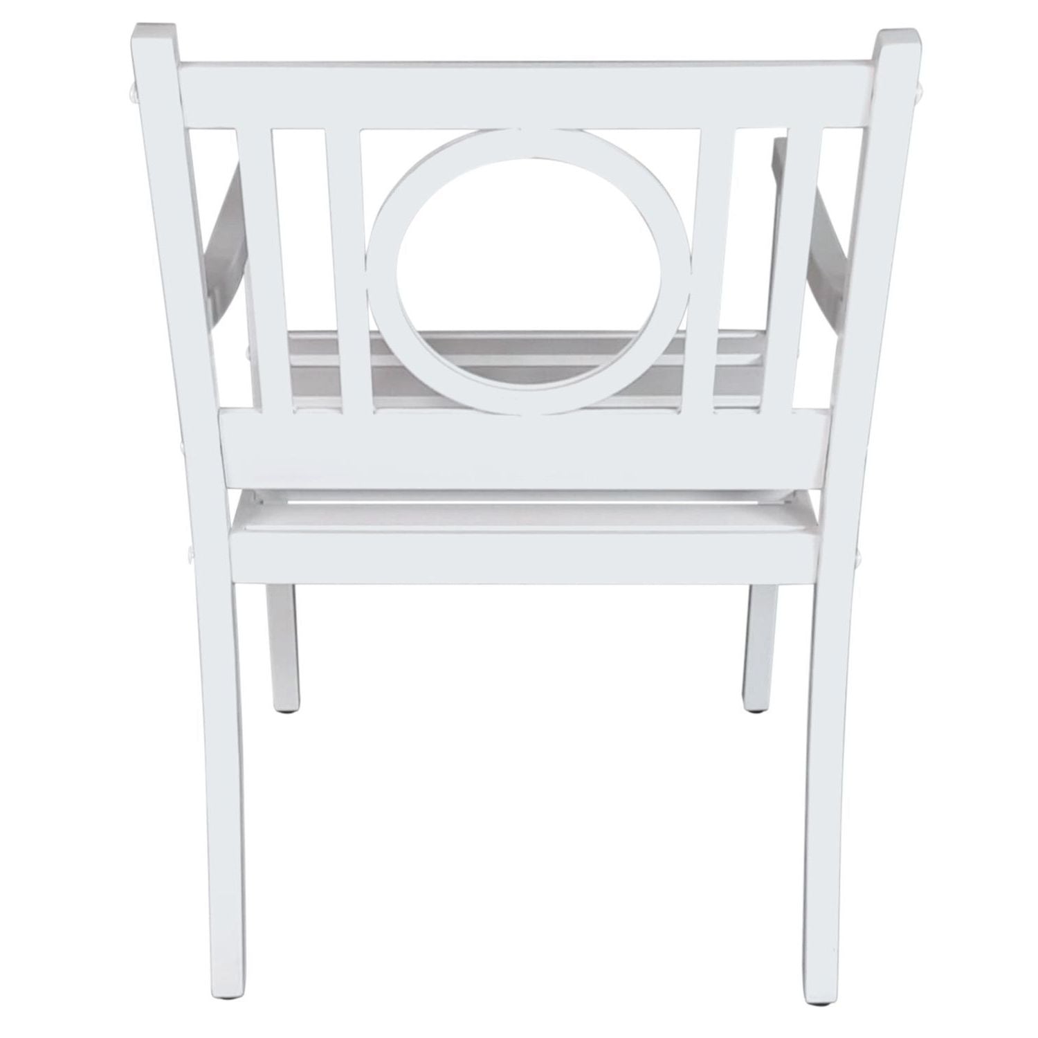 24" White Steel Geo Back Outdoor Arm Chair