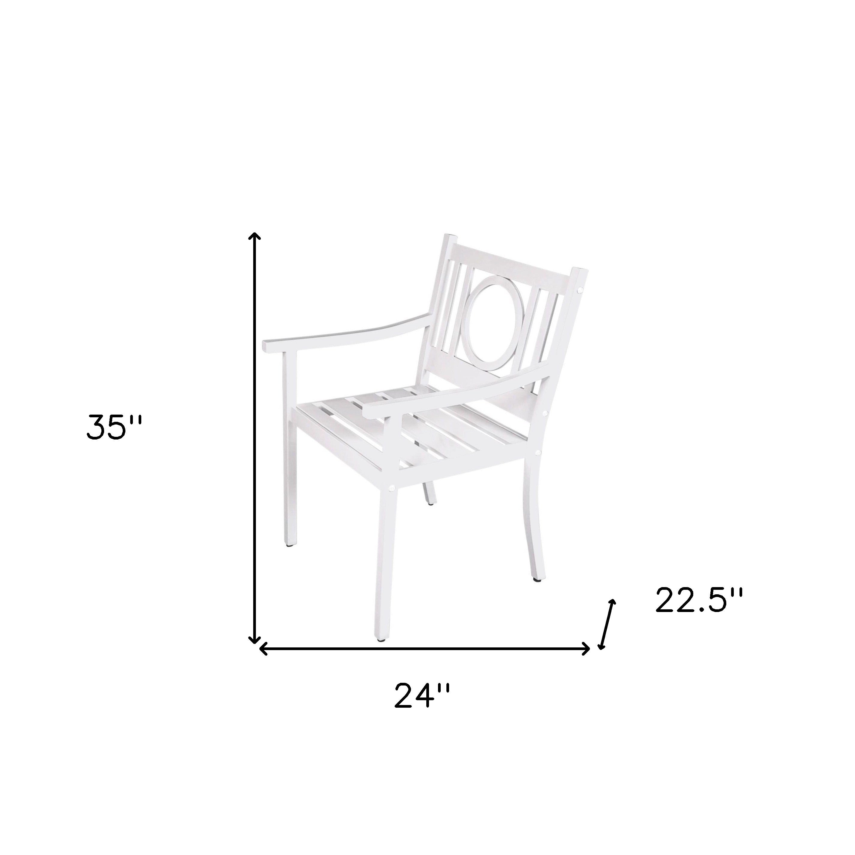 24" White Steel Geo Back Outdoor Arm Chair