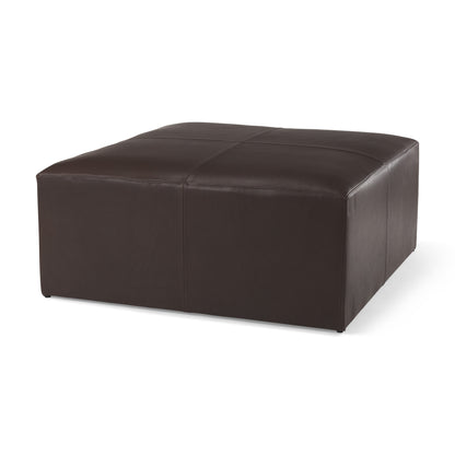 36" Brown Genuine Leather Cocktail Ottoman