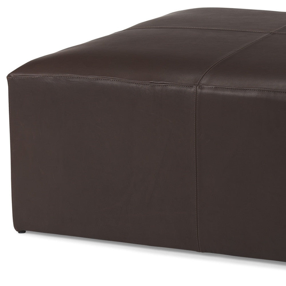 36" Brown Genuine Leather Cocktail Ottoman