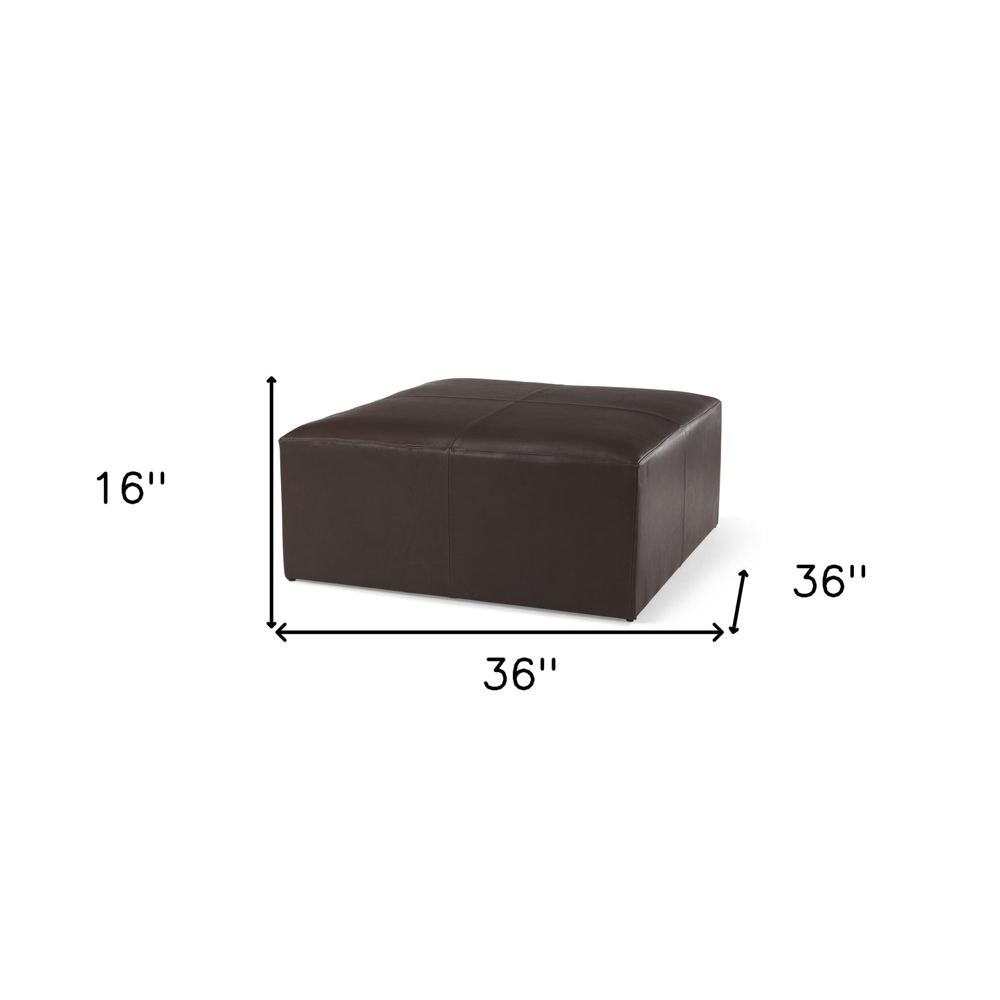 36" Brown Genuine Leather Cocktail Ottoman