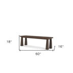 60" Dark Brown Solid Wood Bench