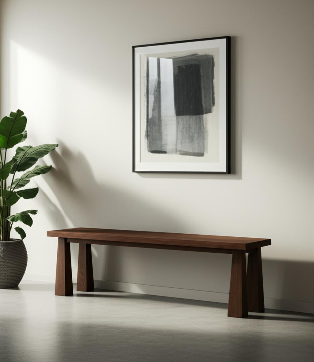 60" Dark Brown Solid Wood Bench