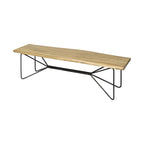 66" Natural and Black Solid Wood Live Edge Bench