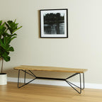 66" Natural and Black Solid Wood Live Edge Bench