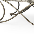 55" Gray and Gold Chenille and Metal Upholstered Bench