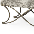 55" Gray and Gold Chenille and Metal Upholstered Bench