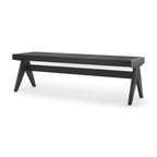 59" Black Solid Wood and Cane Dining Bench