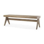 59" Brown Cane And Solid Wood Bench