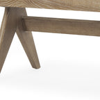 59" Brown Cane And Solid Wood Bench