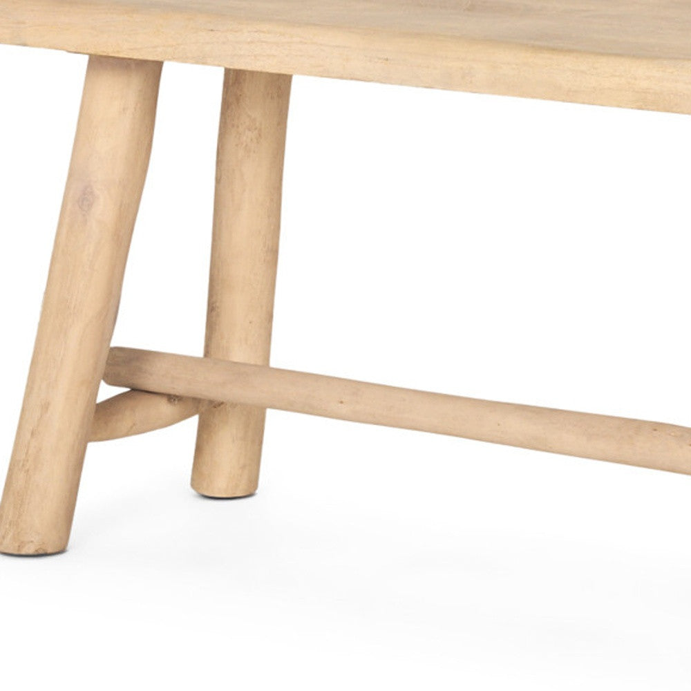 56" Natural Distressed Solid Wood Live Edge Bench