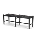 52" Black Genuine Leather and Solid Wood Upholstered Bench