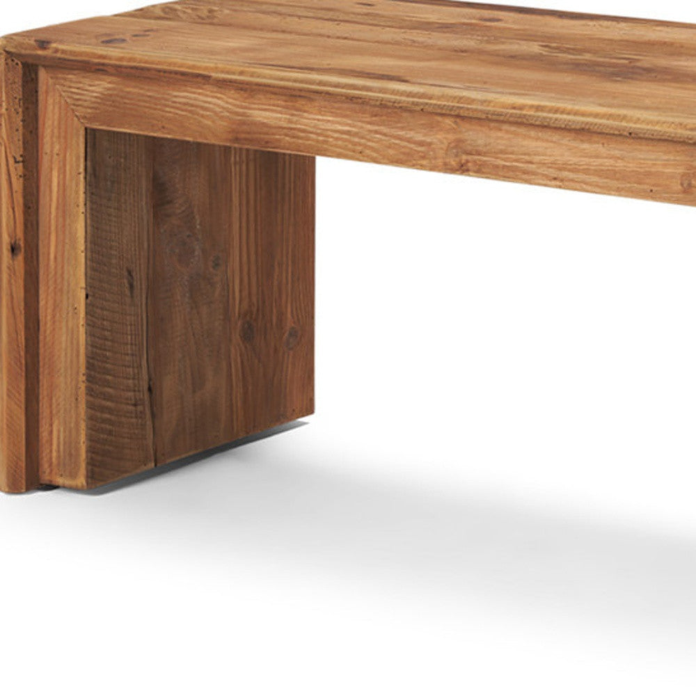 69" Natural and Brown Wood Distressed Reclaimed Wood Bench