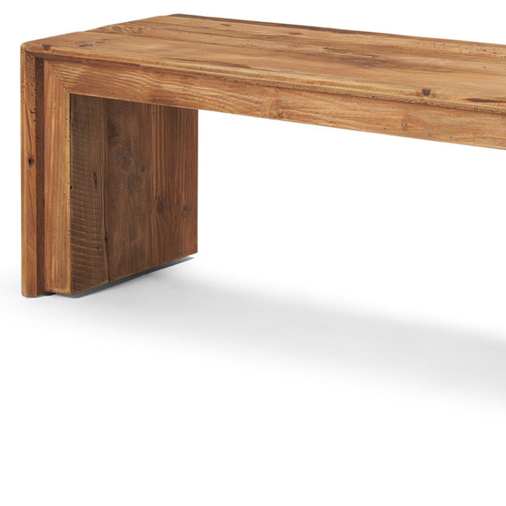 69" Natural and Brown Wood Distressed Reclaimed Wood Bench