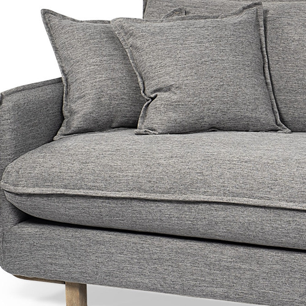 84" Gray Fabric Sofa With Brown Legs
