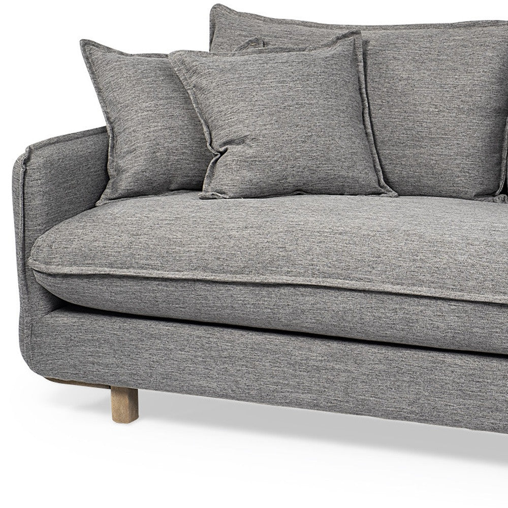 84" Gray Fabric Sofa With Brown Legs