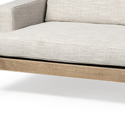 95" Beige Fabric Sofa With Black Legs