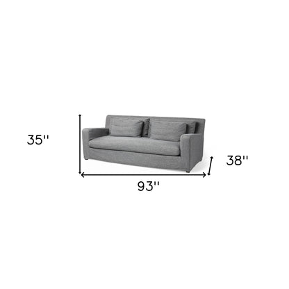 93" Dark Gray Slipcovered Fabric Sofa With Toss Pillows