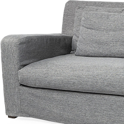 93" Dark Gray Slipcovered Fabric Sofa With Toss Pillows