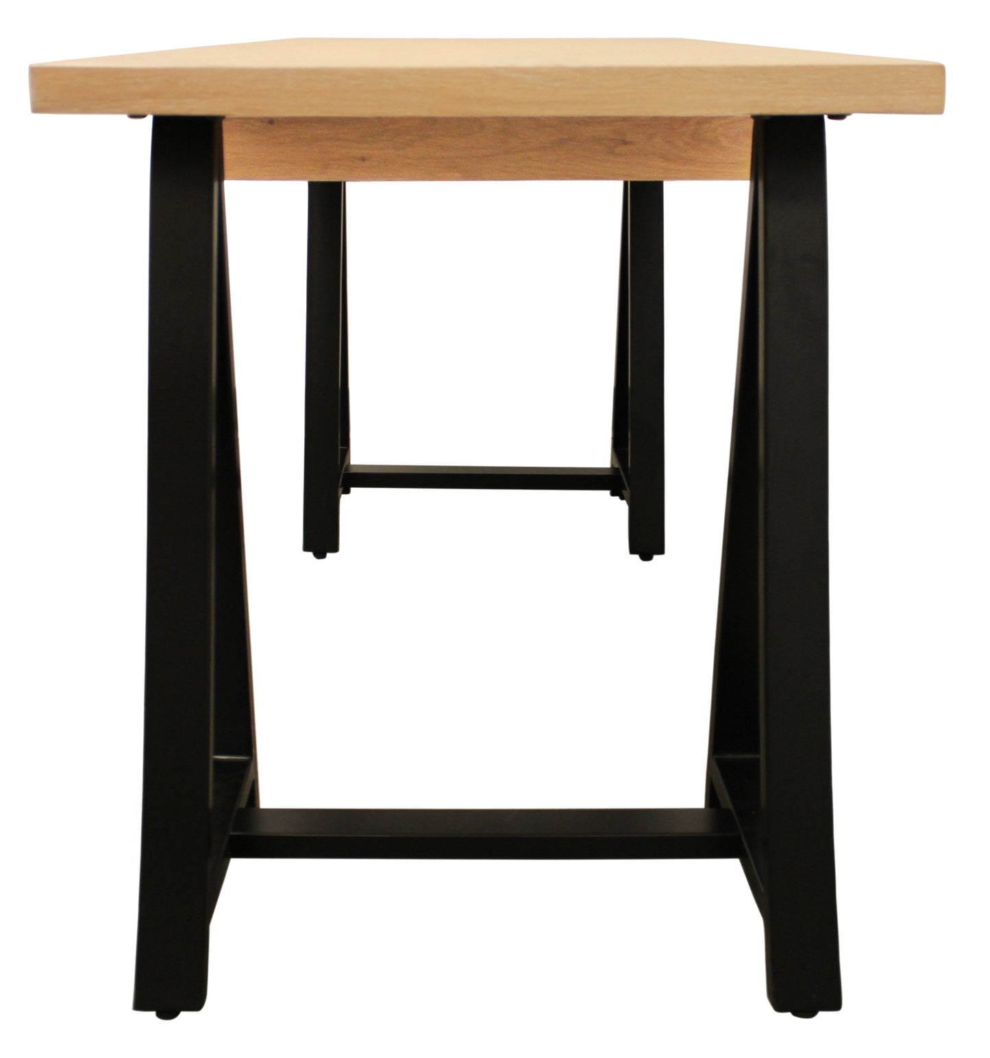 60" Natural and Black Solid Wood and Metal Trestle Executive Desk