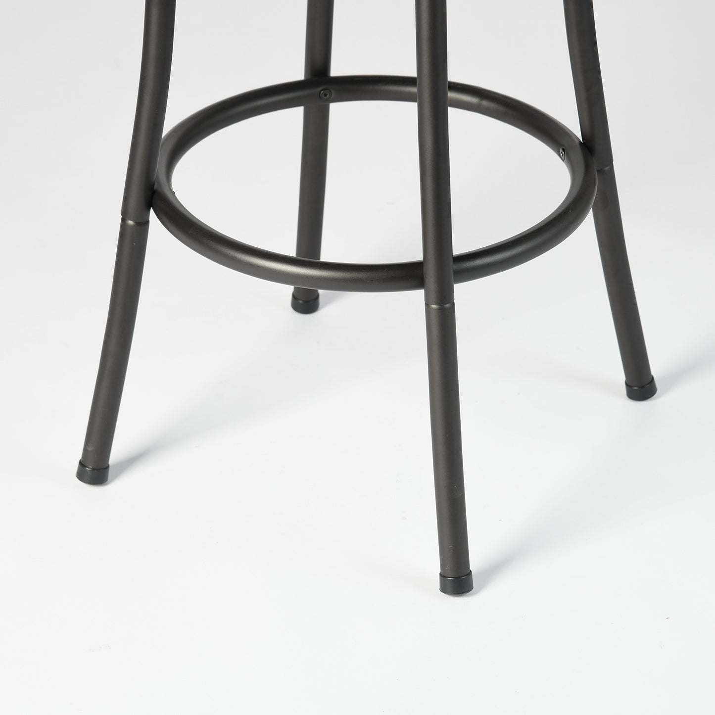 Set of Two Khaki and Black Suede Faux Leather and Iron Low Back Adjustable Height Swivel Bar Chairs