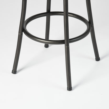 Set of Two Khaki and Black Suede Faux Leather and Iron Low Back Adjustable Height Swivel Bar Chairs