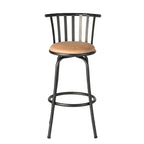 Set of Three Khaki and Black Suede Faux Leather and Iron Low Back Adjustable Height Swivel Bar Chairs