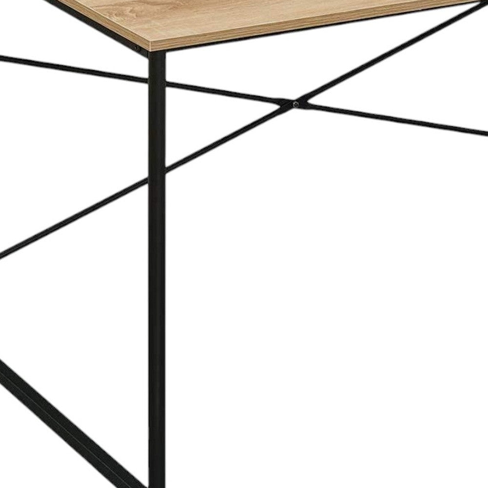 47" Natural and Black Wood and Metal Computer Desk