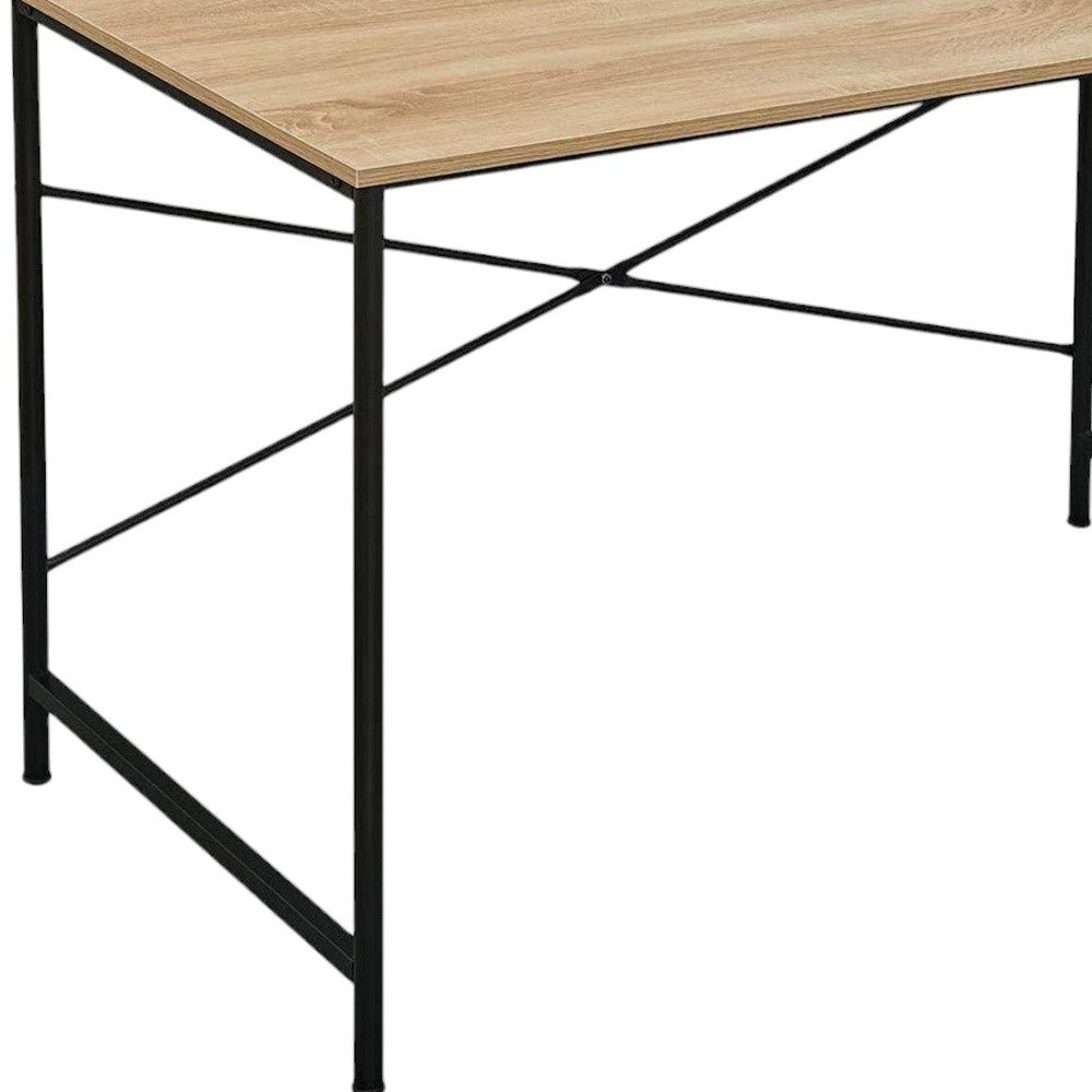47" Natural and Black Wood and Metal Computer Desk