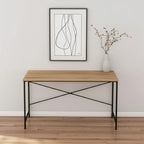 47" Natural and Black Wood and Metal Computer Desk