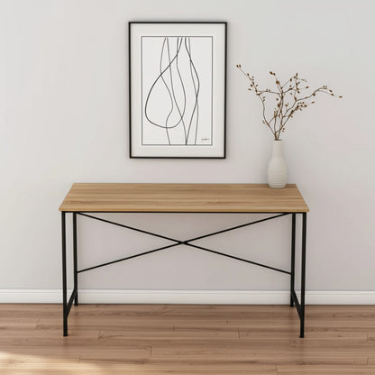 47" Natural and Black Wood and Metal Computer Desk