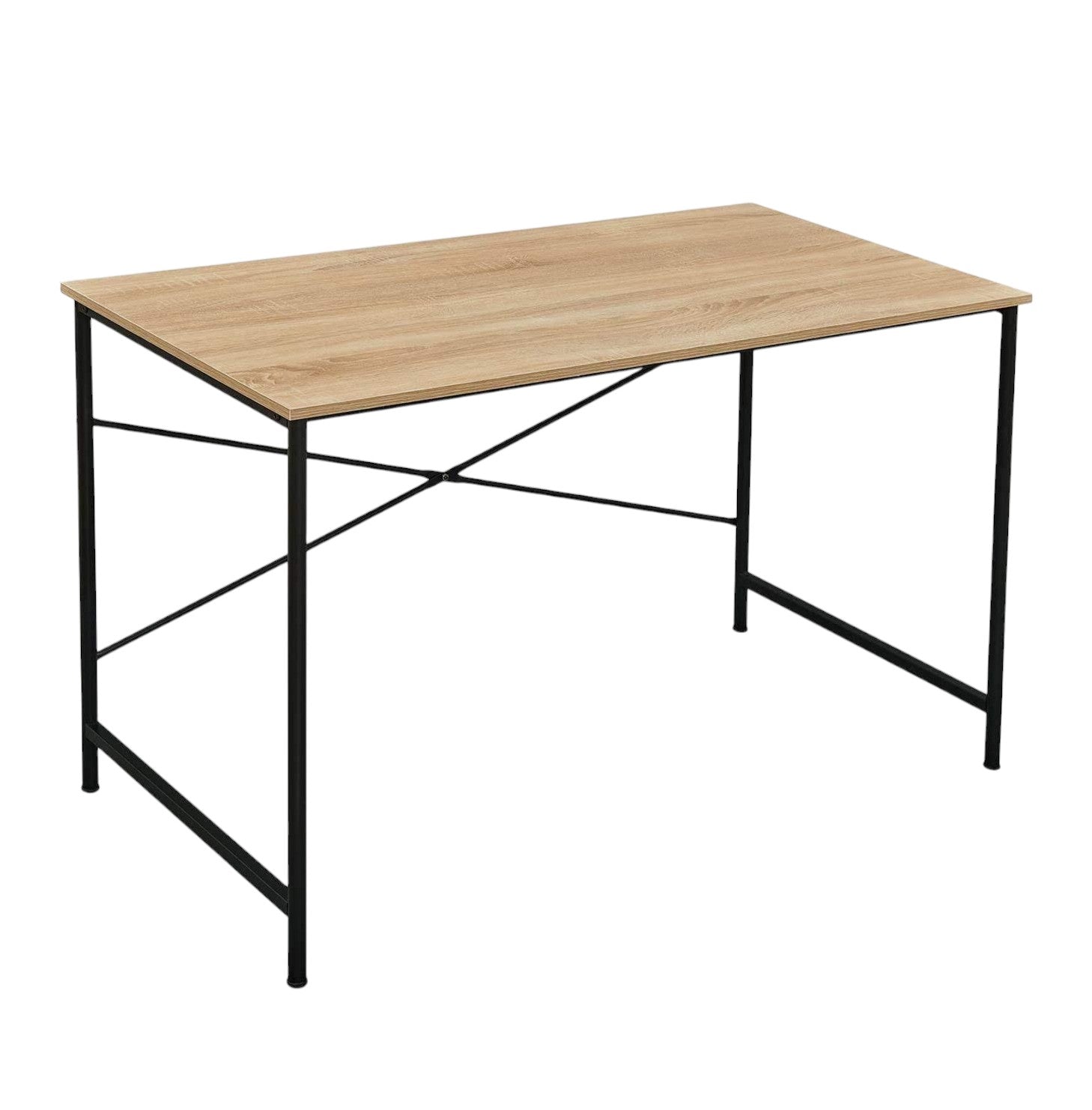 47" Natural and Black Wood and Metal Computer Desk