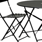 Three Piece Black Round Metal Dining Set with Two Chairs