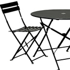 Three Piece Black Round Metal Dining Set with Two Chairs