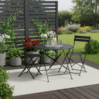 Three Piece Black Round Metal Dining Set with Two Chairs