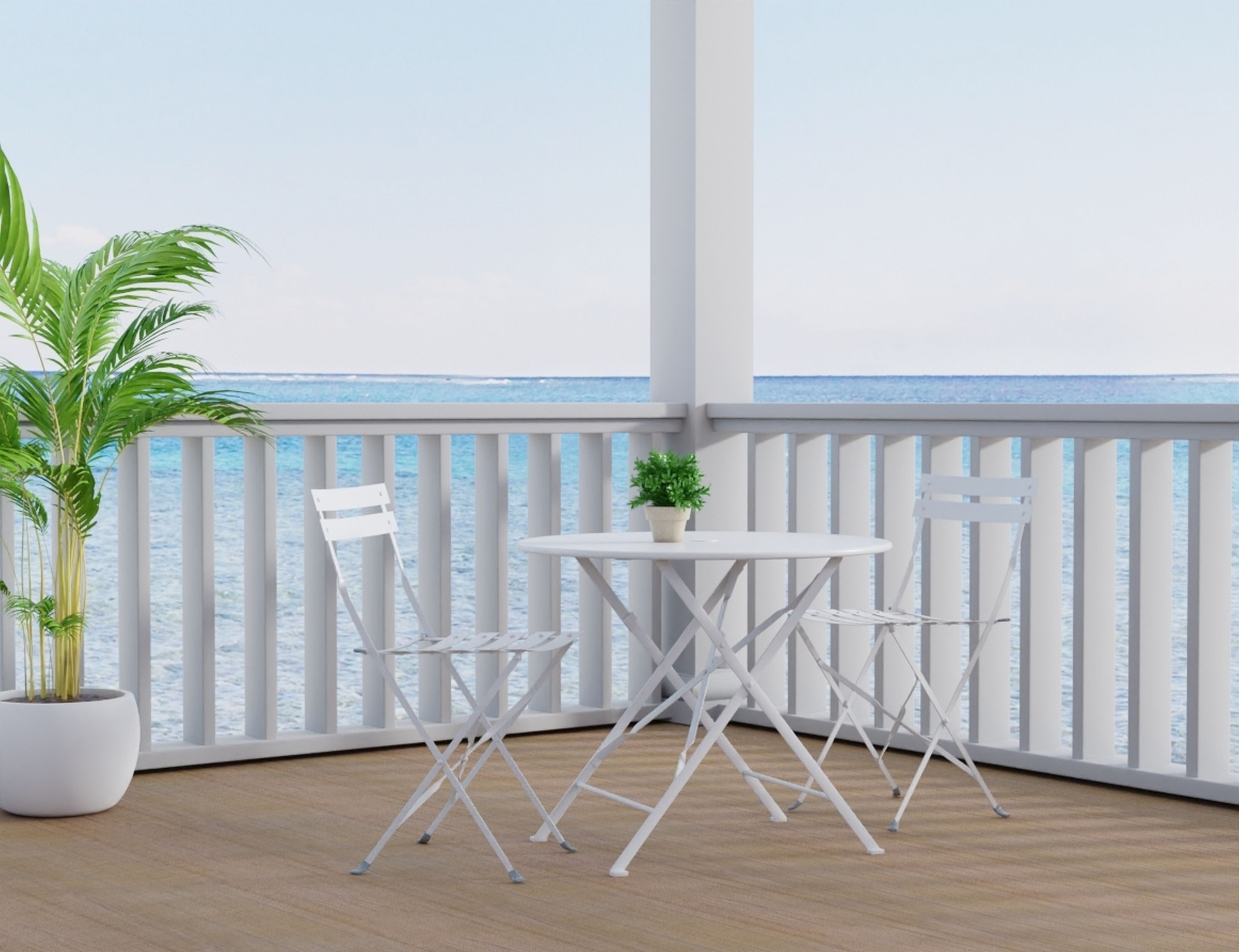 Three Piece White Round Metal Dining Set with Two Chairs