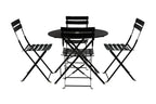 Five Piece Black Round Metal Dining Set with Four Chairs
