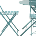 Five Piece Teal Blue Round Metal Dining Set with Four Chairs