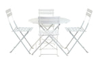 Five Piece White Round Metal Dining Set with Four Chairs