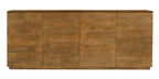 80" Tan Distressed Solid Wood Sideboard With Four Doors