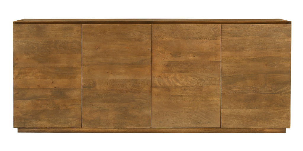 80" Tan Distressed Solid Wood Sideboard With Four Doors