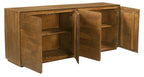 80" Tan Distressed Solid Wood Sideboard With Four Doors