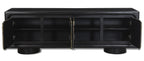 75" Black Distressed Solid Wood Sideboard with Four Doors