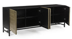 72" Gold Iron Ribbed Texture Sideboard with Four Doors