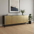 72" Gold Iron Ribbed Texture Sideboard with Four Doors