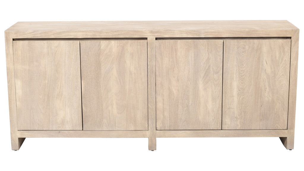 84" Ivory Distressed Reclaimed Wood Sideboard With Four Doors