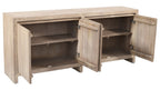 84" Ivory Distressed Reclaimed Wood Sideboard With Four Doors